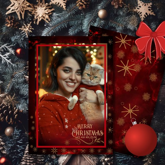 Cartes Pour Fêtes Annuelles Elégante photo RED OR Joyeux Noël