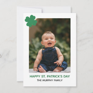 Cartes Pour Fêtes Annuelles Élégante Photo Simple de Trèfle Saint-Patrick