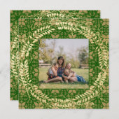 Cartes Pour Fêtes Annuelles Élégante photo verte et or (Devant / Derrière)