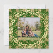 Cartes Pour Fêtes Annuelles Élégante photo verte et or (Devant)