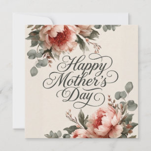Cartes Pour Fêtes Annuelles Élégante Pivoine Vintage Joyeuse Fête des Mères