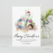 Cartes Pour Fêtes Annuelles Elégante plage de bord de mer Noël (Debout devant)