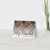 Cartes Pour Fêtes Annuelles Élégante Poinsettia Feliz Navidad Noël (Devant)