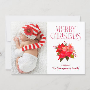 Cartes Pour Fêtes Annuelles Élégante Poinsettia Florale Joyeux Noël Photo