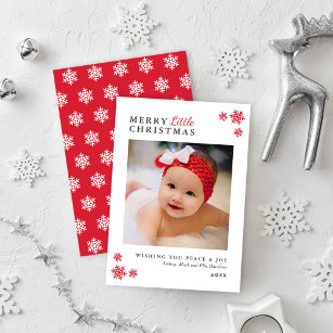 Cartes Pour Fêtes Annuelles Élégante Red Merry Little Christmas Photo