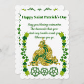 Cartes Pour Fêtes Annuelles Élégante Saint Patrick's Day Vert Shamrock Celtiqu (Devant / Derrière)