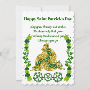 Cartes Pour Fêtes Annuelles Élégante Saint Patrick's Day Vert Shamrock Celtiqu