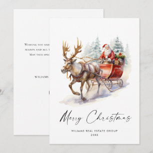 Cartes Pour Fêtes Annuelles Élégante Santa Claus Christmas Deer Corporate
