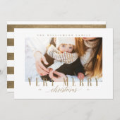 Cartes Pour Fêtes Annuelles Elégante très joyeux Noël Typographie Or Photo (Devant / Derrière)