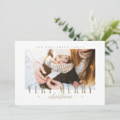 Cartes Pour Fêtes Annuelles Elégante très joyeux Noël Typographie Or Photo (Debout devant)