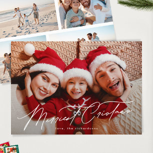 Cartes Pour Fêtes Annuelles Élégante typographie CINQ photo Joyeux Noël