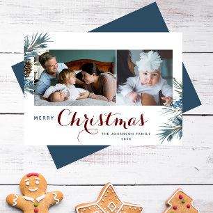 Cartes Pour Fêtes Annuelles Élégante typographie de Noël 2 images Aquarelle