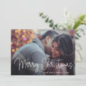 Cartes Pour Fêtes Annuelles Élégante Typographie de script Photo Noël moderne (Debout devant)