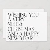 Cartes Pour Fêtes Annuelles Élégante typographie noir blanc Noël photo (Devant / Derrière)