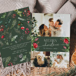Cartes Pour Fêtes Annuelles Élégante végétation botanique 3 Photo Joyeux Noël<br><div class="desc">Cette collection présente des fleurs rouges aquarelles,  des baies et de la verdure hivernale avec une typographie moderne et élégante,  avec un motif botanique d'hiver.</div>