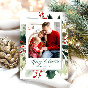 Cartes Pour Fêtes Annuelles Élégante végétation botanique de Noël