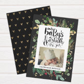 Cartes Pour Fêtes Annuelles Elégante verdure Berry Or Baby First Christmas