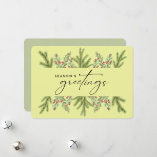Cartes Pour Fêtes Annuelles Élégante verdure d'hiver Entreprise AJOUTER LOGO