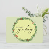 Cartes Pour Fêtes Annuelles Elégante verdure hiver Wreath Business AJOUTER LOG (Debout devant)