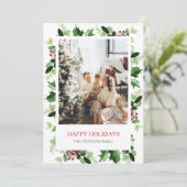 Cartes Pour Fêtes Annuelles Élégante verdure Joyeuses vacances Photo (Debout devant)