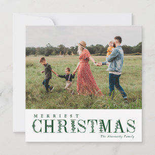 Cartes Pour Fêtes Annuelles Élégante verdure Lettres de Noël Vert   Photo