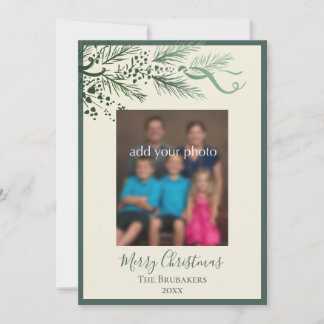 Cartes Pour Fêtes Annuelles Élégante verdure moderne John 3:16 Photo Noël