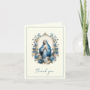 Cartes Pour Fêtes Annuelles Élégante Vierge Marie Religieux Catholique Floral