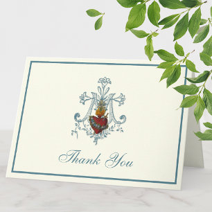 Cartes Pour Fêtes Annuelles Élégante Vierge Marie Religieux Catholique Floral