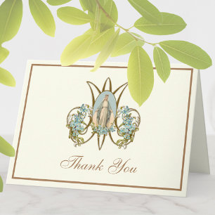 Cartes Pour Fêtes Annuelles Élégante Vierge Marie Religieux Catholique Floral