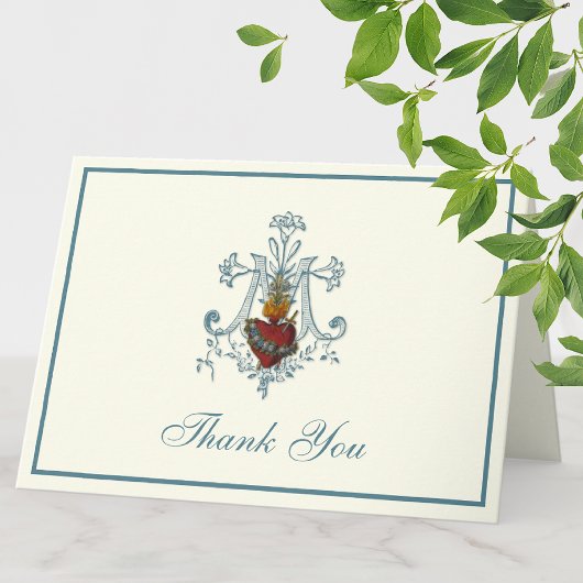 Cartes Pour Fêtes Annuelles Élégante Vierge Marie Religieux Catholique Floral