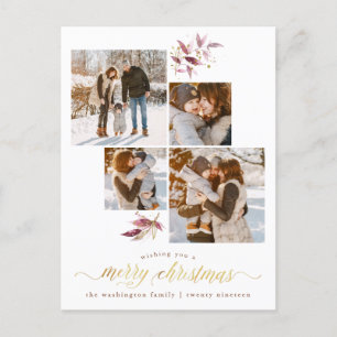 Cartes Pour Fêtes Annuelles Élégantes Branches d'aquarelle et Noël 4 Photo