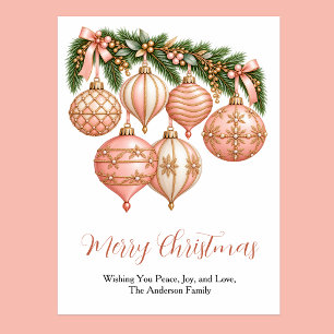 Cartes Pour Fêtes Annuelles Élégantes décorations de Noël rose pâle
