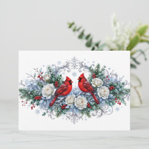 Cartes Pour Fêtes Annuelles Élégantes Fleurs Blanches d'Hiver Minimalistes & C