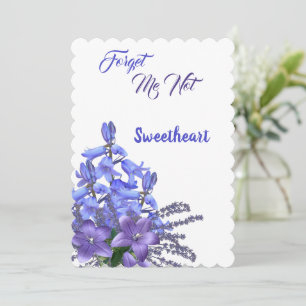 Cartes Pour Fêtes Annuelles Élégantes fleurs Bluebell Oubliez-moi pas Valentin