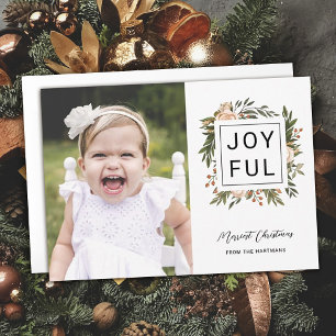 Cartes Pour Fêtes Annuelles Élégantes fleurs d'hiver   Joyeux Noël photo