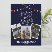 Cartes Pour Fêtes Annuelles Élégantes lumières bleues de minuit joyeuses et lu (Debout devant)