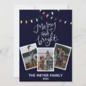 Cartes Pour Fêtes Annuelles Élégantes lumières bleues de minuit joyeuses et lu (Devant)