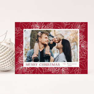 Cartes Pour Fêtes Annuelles Élégantes poinsettias et canneberges photo de pomm
