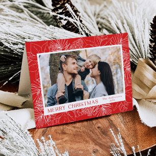 Cartes Pour Fêtes Annuelles Élégantes Poinsettias et Pommes de Pin Rouges 2 Ph
