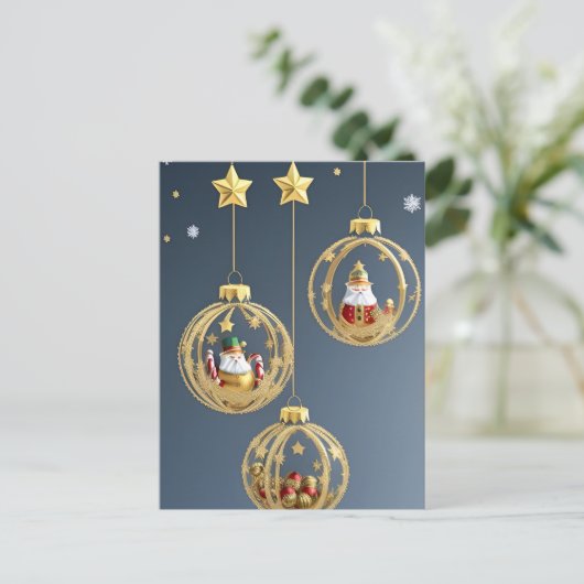 Cartes Pour Fêtes Annuelles Élégants ornements de Noël (Debout devant)