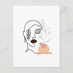 Cartes Pour Fêtes Annuelles Elément botanique simple face de beauté féminine l