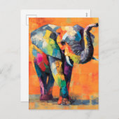 Cartes Pour Fêtes Annuelles Eléphant arc-en-ciel Abstrait (Devant / Derrière)