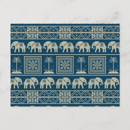 Cartes Pour Fêtes Annuelles Eléphant brodé (Devant)