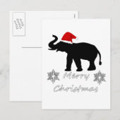 Cartes Pour Fêtes Annuelles Éléphant de Noël (Devant / Derrière)