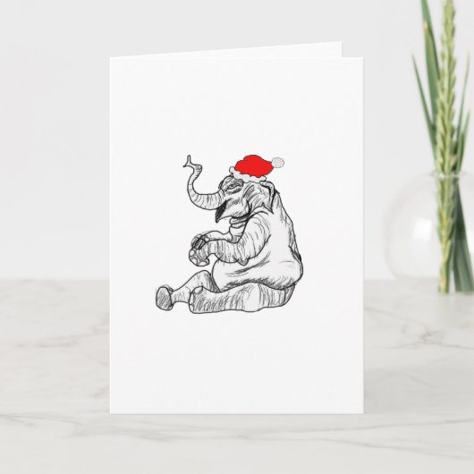 Cartes Pour Fêtes Annuelles Éléphant de Noël (Devant)
