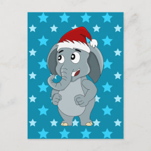 Cartes Pour Fêtes Annuelles éléphant de Noël dessin animé