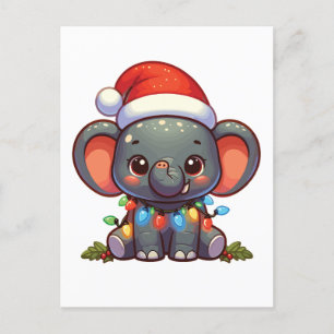 Cartes Pour Fêtes Annuelles Eléphant Joyeux Noël Animaux d'hiver Eléphants