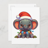 Cartes Pour Fêtes Annuelles Eléphant Joyeux Noël Animaux d'hiver Eléphants (Devant / Derrière)