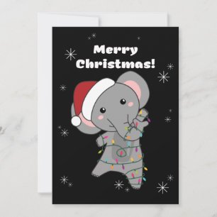 Cartes Pour Fêtes Annuelles Éléphant Noël Neige Animaux d'hiver Éléphants