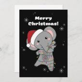 Cartes Pour Fêtes Annuelles Eléphant Noël Neige Hiver Animaux Eléphants (Devant / Derrière)